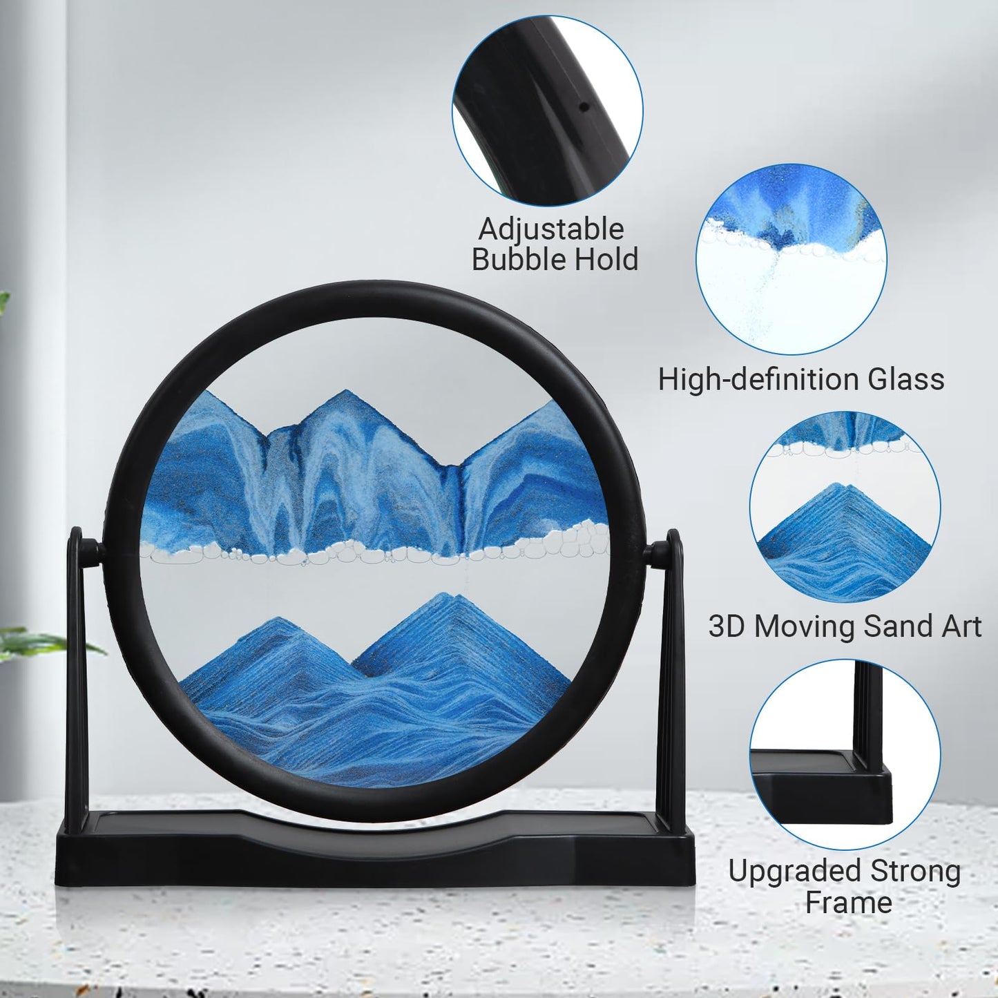 MXYATCJ | Moving Sand Art | Sand Art Liquid Motion | Sand Art Pictures | 3D Deep Sea Sandscape | Glass Sand Art Display | Sand Relaxing Gift for mature-themed | Home Office Decor | Desktop Toys | (8'' Blue)