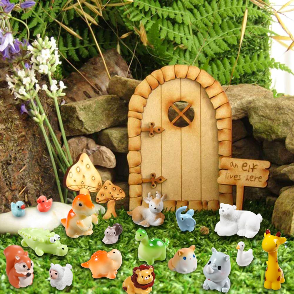 DIYDEC 40pcs Mini Resin Animal 40 Styles Tiny Resin Animals Miniature Little Small Animal Figures Bulk for Micro Fairy Garden La