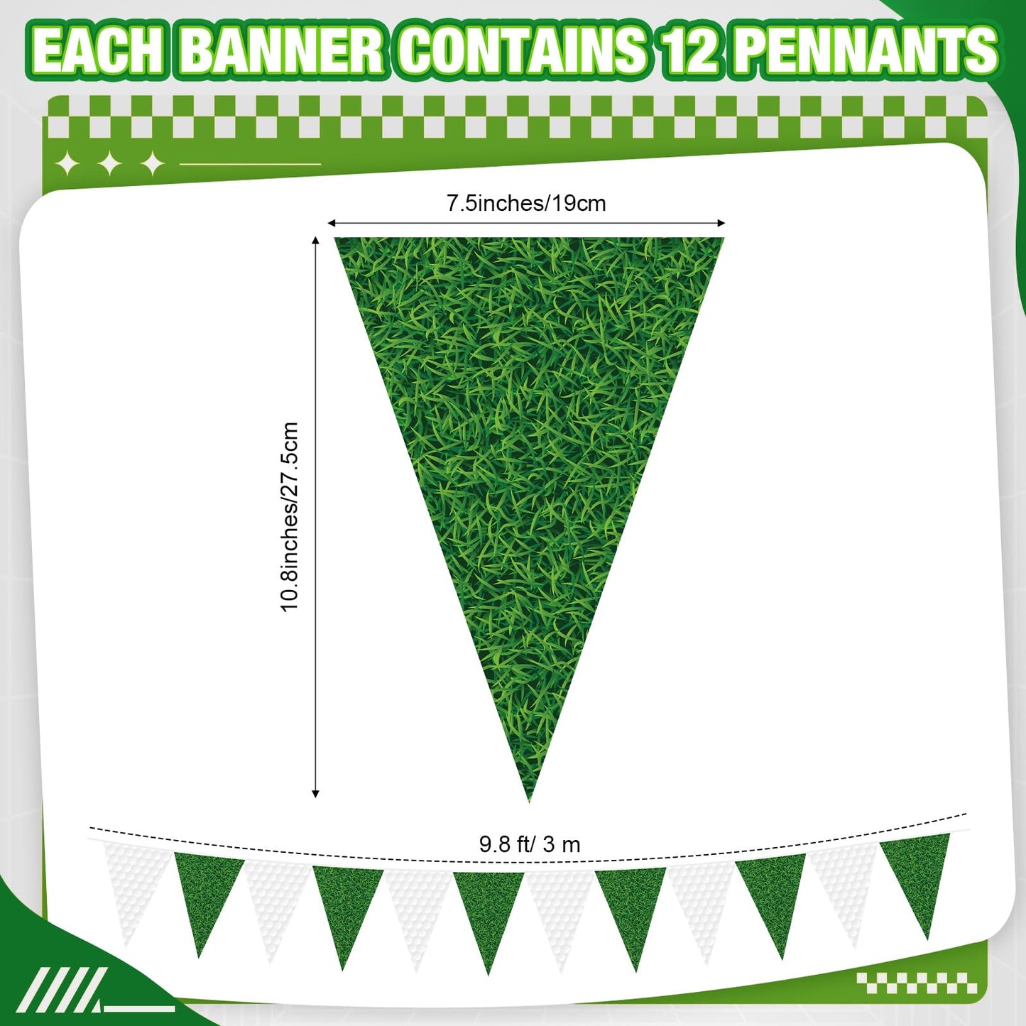 Jetec 5 Pcs 49 ft Golf Party Decorations Pennant Banner Theme Triangle Flags Garland Bunting Banner for Fans Outdoor Indoor Home