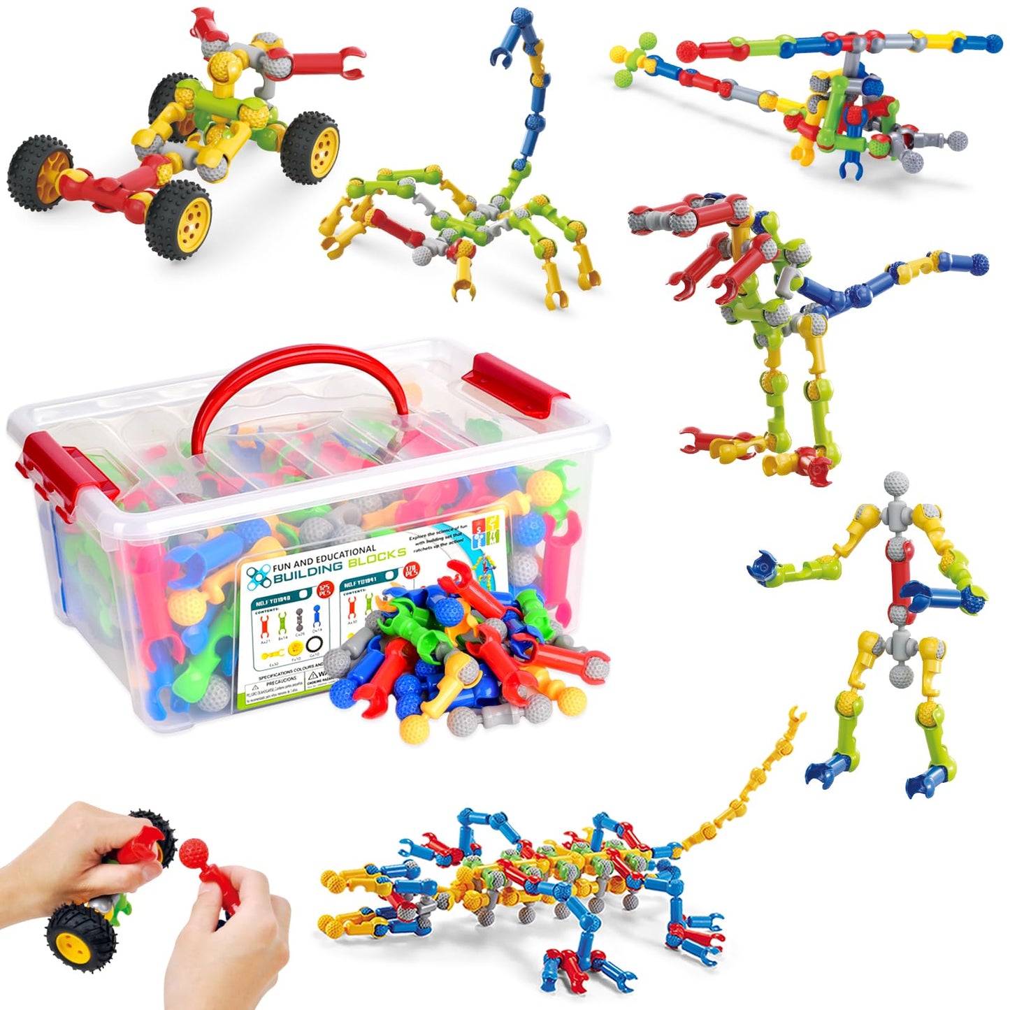Stem Kids Building Toys For Ages 6-8 Boys Girls, 125 Pcs Building Blocks Games For Boys 3-5, Educational Learning Toys For 3 4 5 6 7 8 Year Old, With Large Storage Box, Ideal Christmas Birthday Gifts