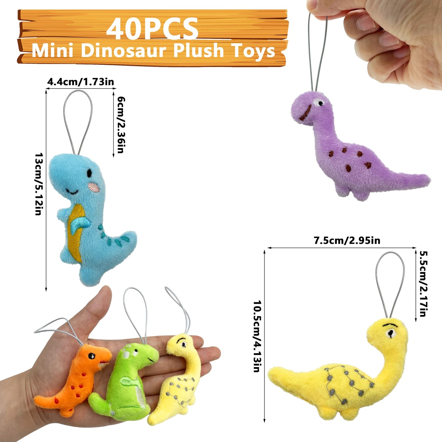 XIPEGPA 40 PCS Mini Dinosaur Plush Toys Set Cute Small Dinosaur Stuffed Toy Keychain for Party Favors Keychain Ornament for Goody Bag Easter Egg Stuffers Carnival Birthday Party Classroom Prizes
