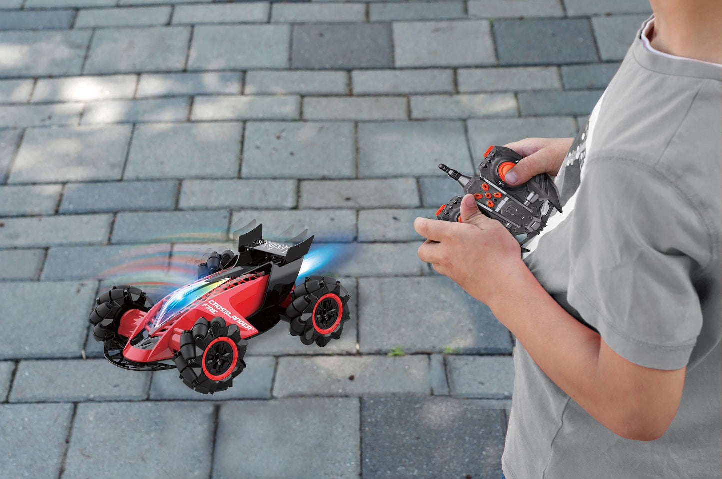 Lexibook, Crosslander Fire, Remote-Controlled car, up to 12km/h, 4 Wheel Drive, Smoke Jet, Light and Sound Effects, Music, Remot