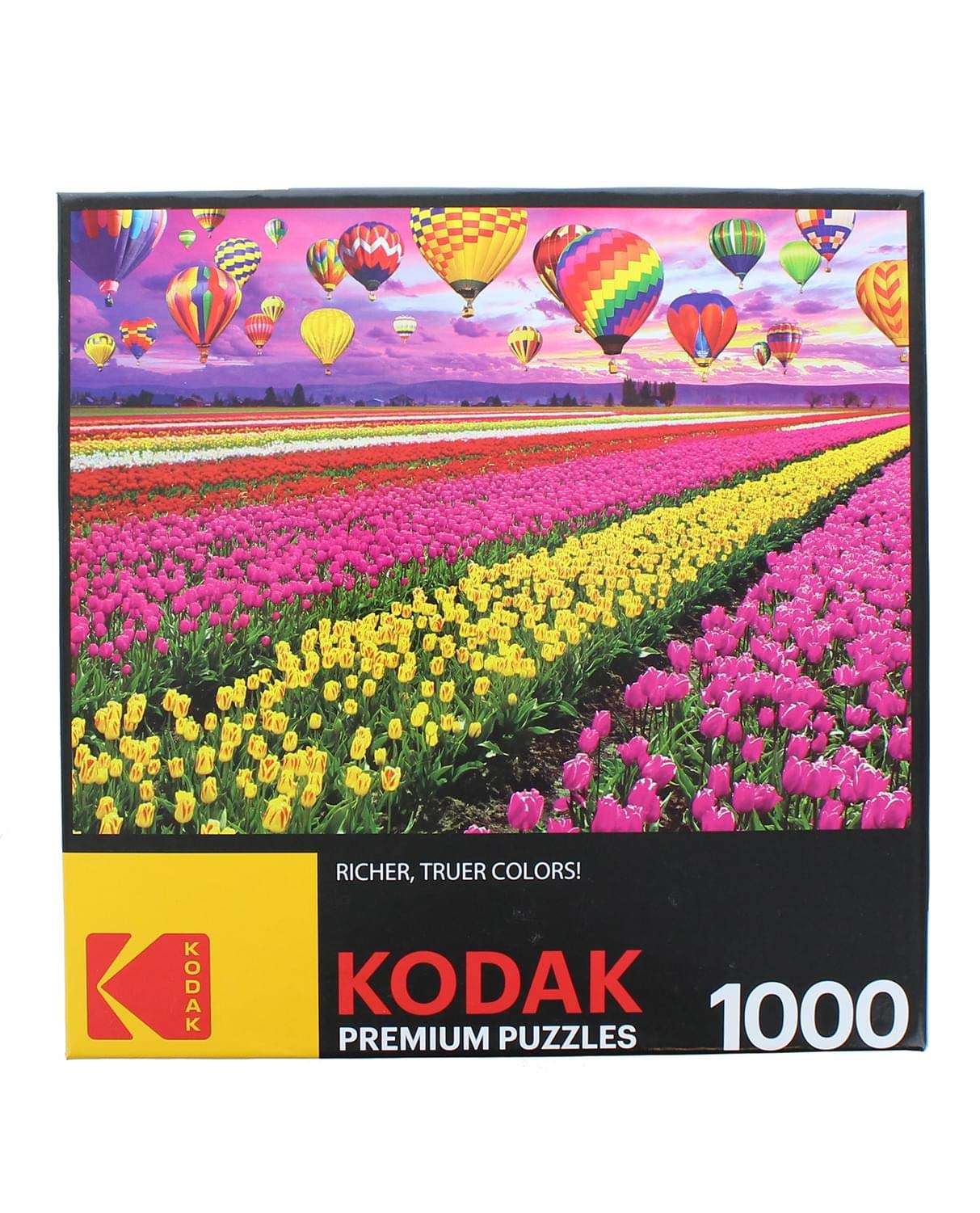 Roseart - Kodak Premium - Sunset Balloons Over Tulip Field - 1000 Piece Jigsaw Puzzle For Adults