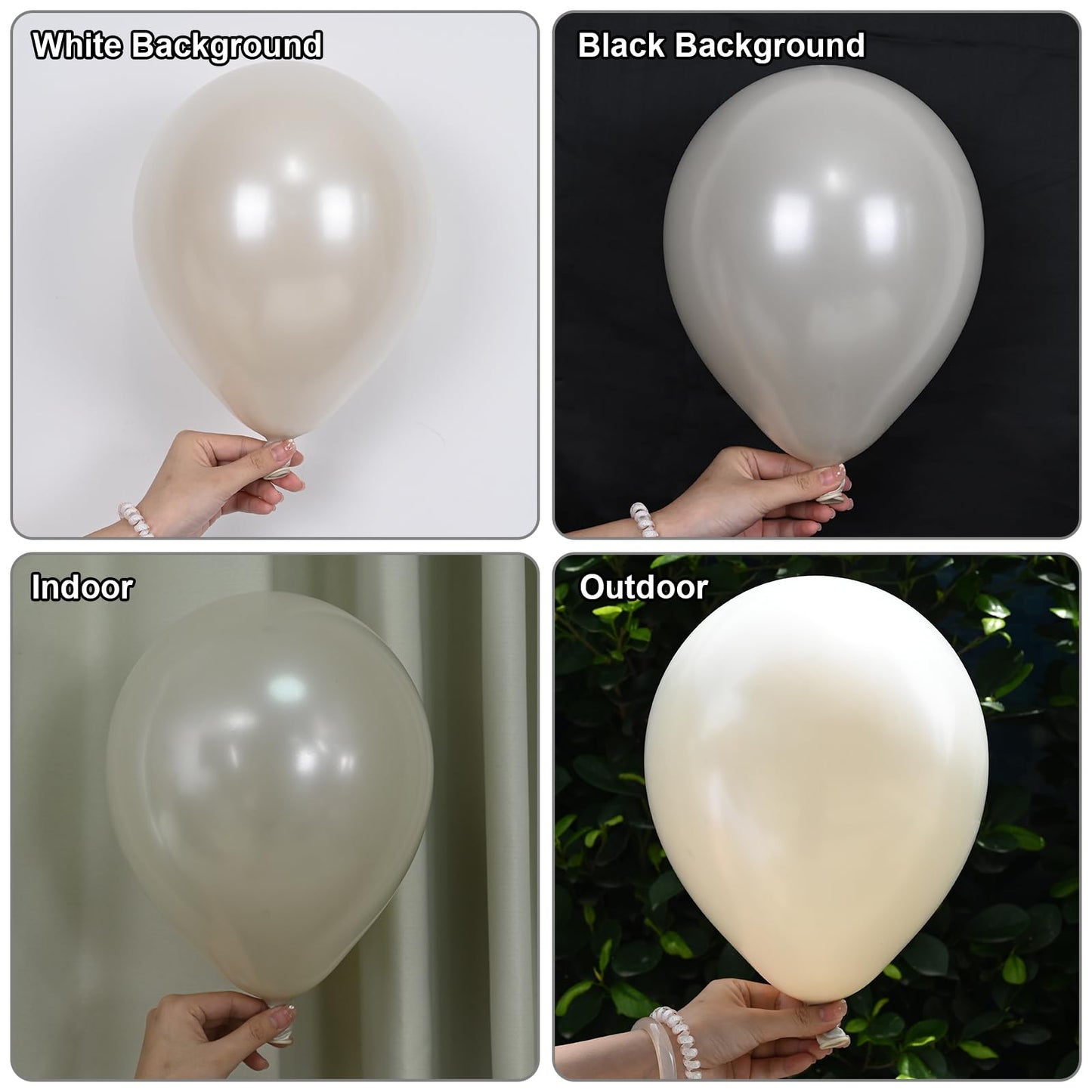 Pearl White Sand Balloons Pearl Beige Balloons Garland Arch Double-Stuffed White Balloon Different Sizes 18/12/10/5Inch 61Pcs Iv