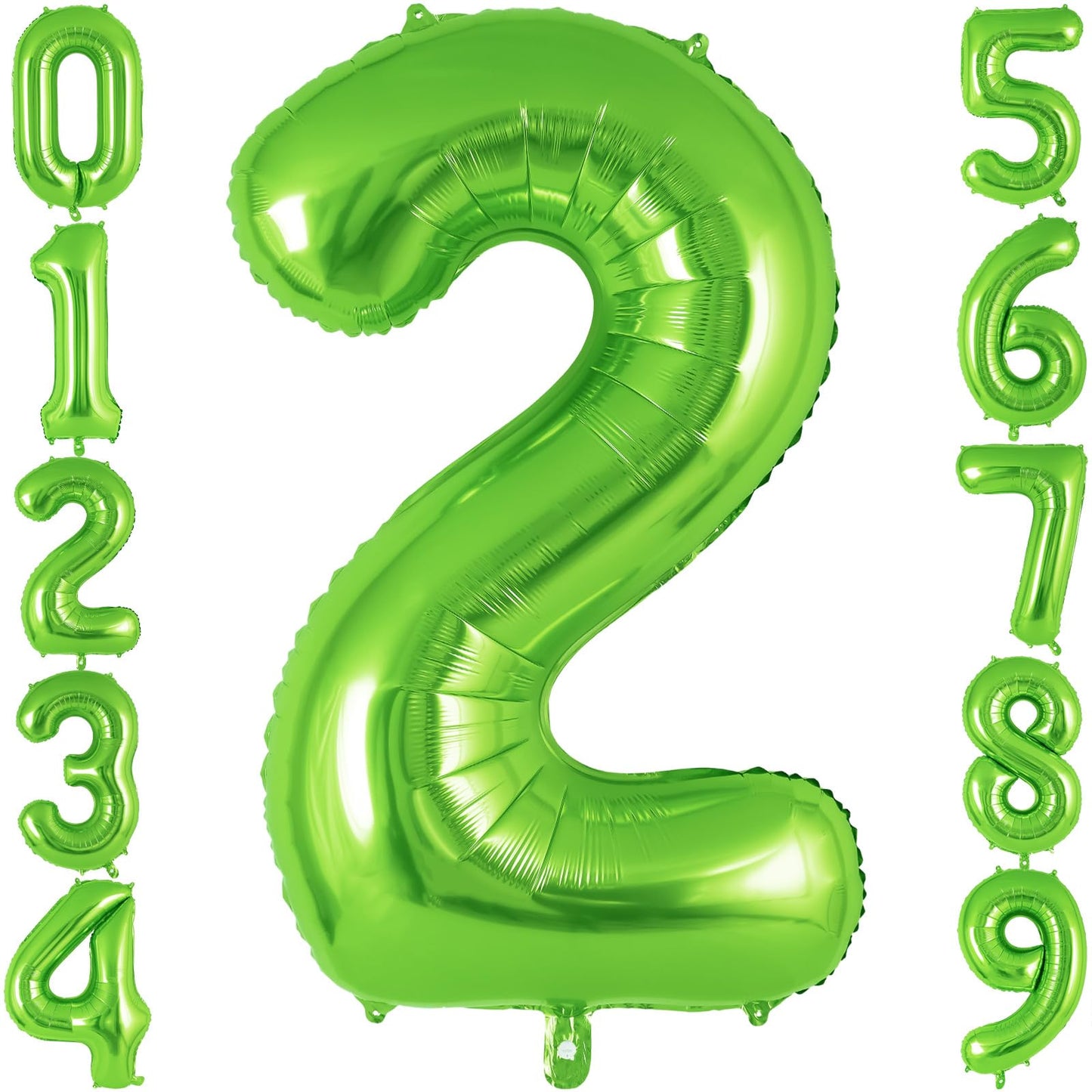 Green Number 2 Balloon 40 Inch, Big Large Foil Helium Number Balloons, Jumbo Giant Mylar Number 2 Balloons For 2 Second Birthday