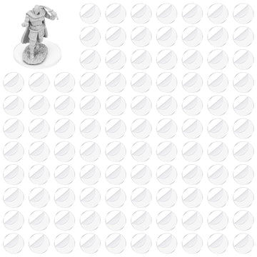 Displaymore 100Pcs Round Clear Plastic Model Bases 30Mm/1.18 Inch Wide 2Mm Thick For Gaming Miniatures Or Wargames Role Playing