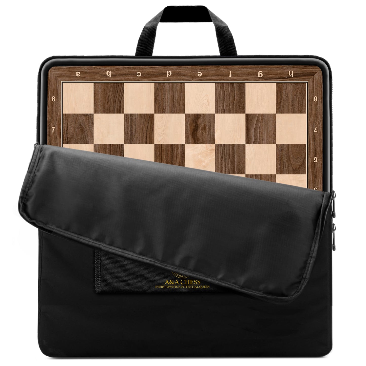 A&A 21.25' Professional Wooden Tournament Chess Board/Walnut & Maple Inlaid / 2.25' Squares W/Notation