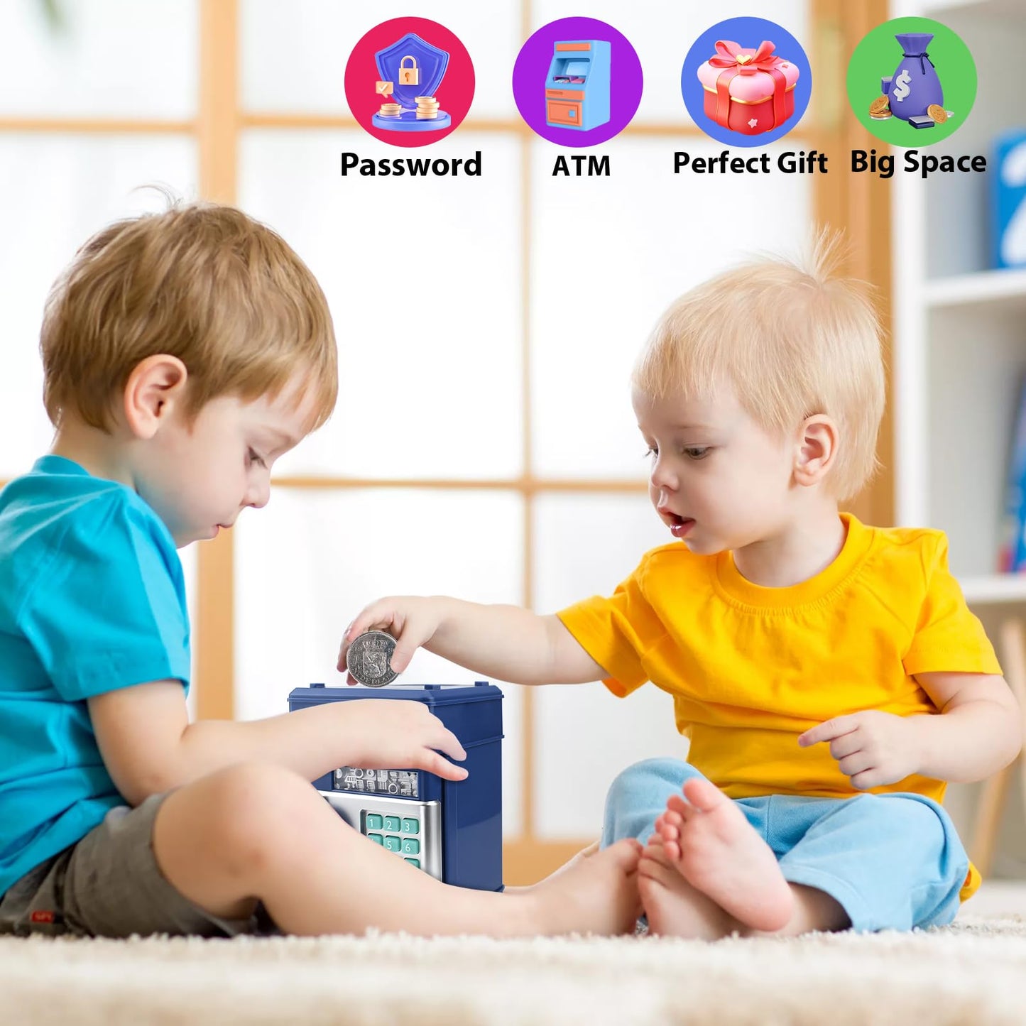 Lykewa Piggy Bank Electronic Mini Atm For Kids,Money Safe Box Cash Coin Can Password Code Lock For Kids-Hot Gift,Best Present Fo