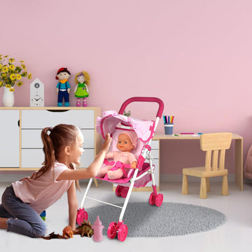 Baby Doll Collection Anivia Doll Stroller Heart Design Gifts For Toddlers And Girls Foldable Doll Stroller (Da004L Pink)