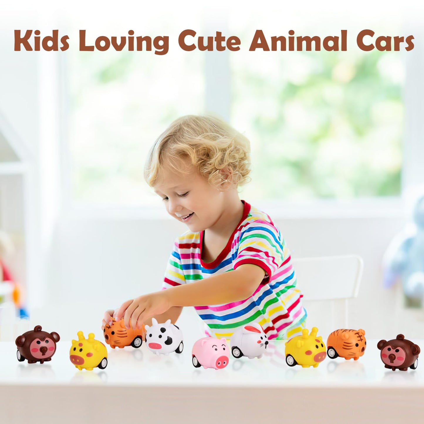 33 Pcs Mini Animal Pull Back Toy Cars for Boys Girls Kids Toddlers, Party Favors Teacher Classroom Treasure Box Prizes, Pinata F