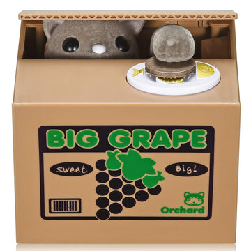 Cat Stealing Money Bank, Piggy Bank For Kids, Coin Bank For Money Saving, Automatic Stealing Money With English Speaking, Creative Gift (Grape Cat)