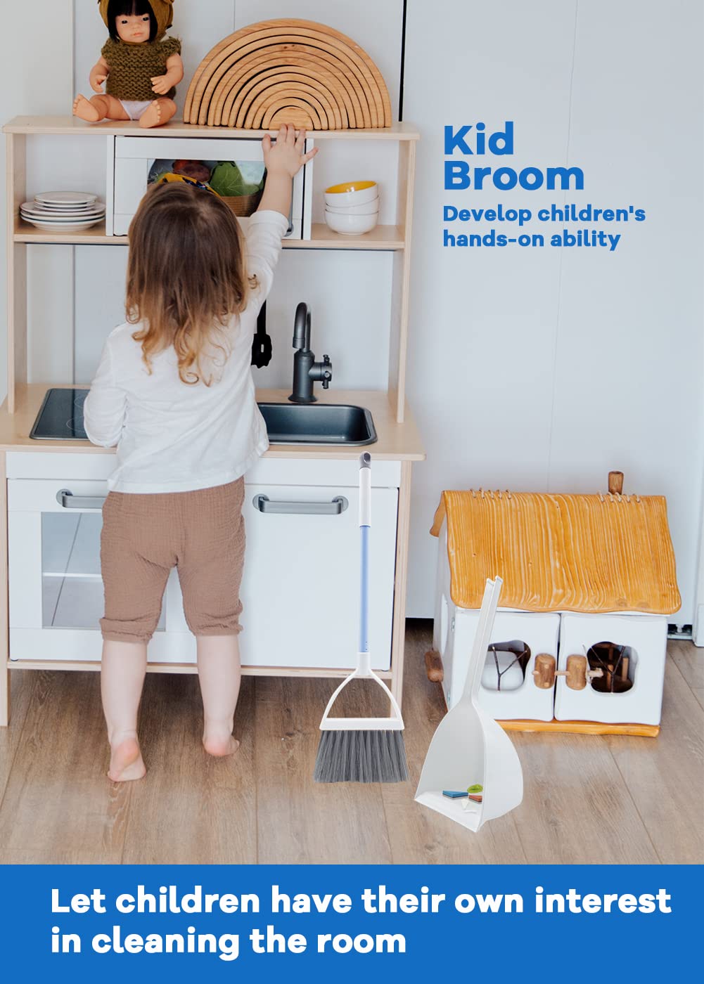 Kids Broom Set For Toddlers Broom,Kids Broom Toddler Cleaning Set, Small Broom And Dustpan Set,Toddler Broom And Cleaning Set Mi