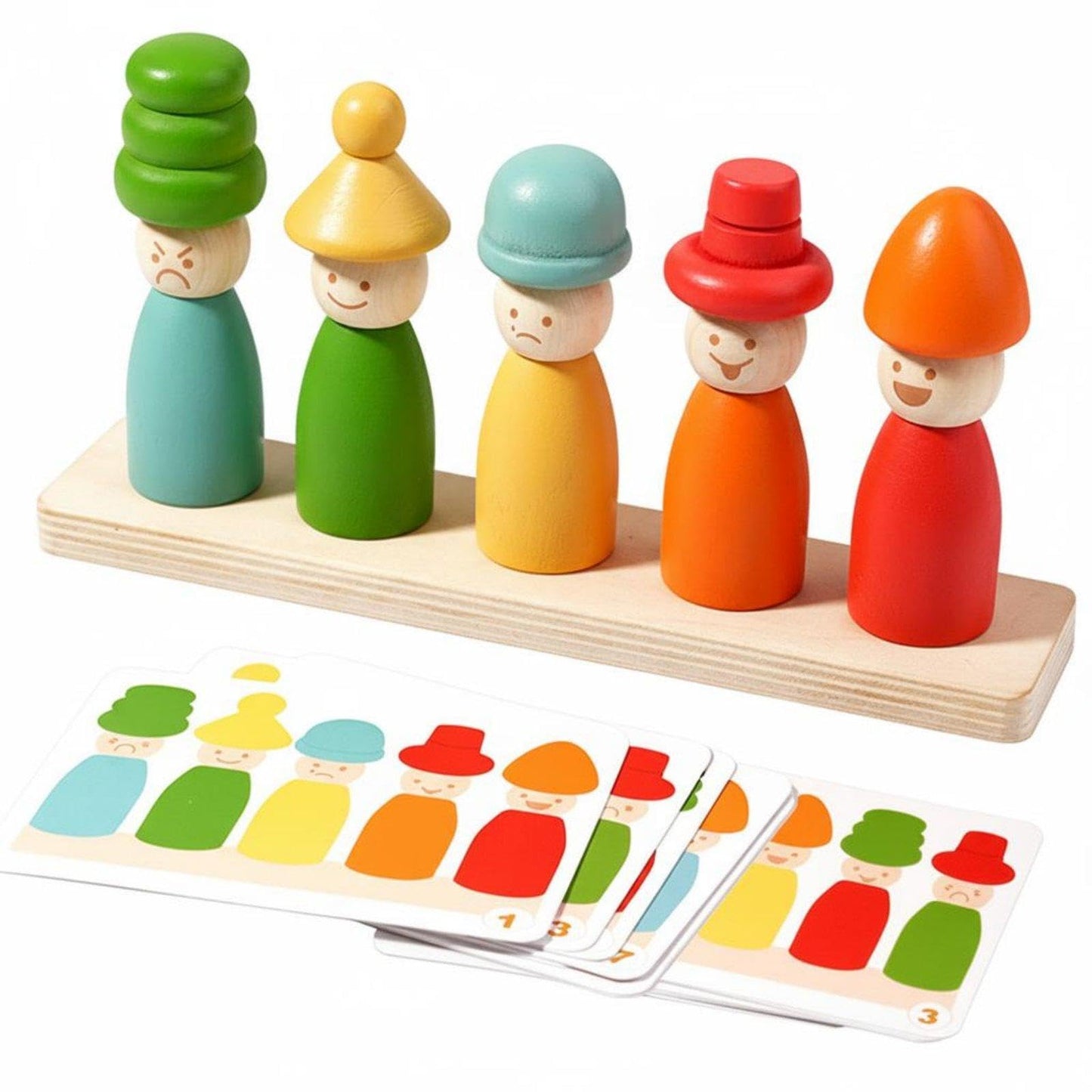 EcomistiqTone & Mood Stacking Puzzle Fine Motor Skills Development Facial Expression Matching Puzzle HandEye Coordination Woode
