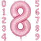 Paticool 40 Inch Pink Number Balloon 8, Large Number Foil Balloons Mylar For Girl Boy Birthday Party Celebration Decorations Sup