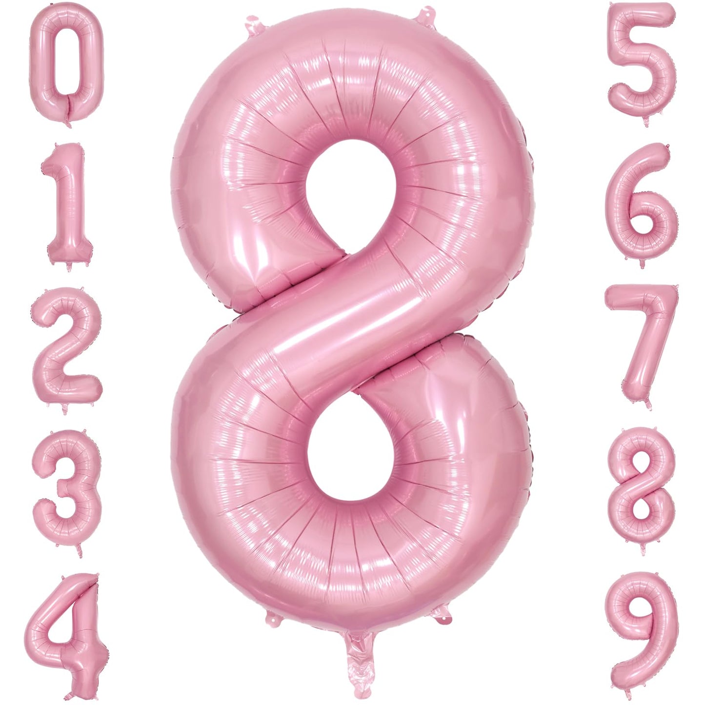 Paticool 40 Inch Pink Number Balloon 8, Large Number Foil Balloons Mylar For Girl Boy Birthday Party Celebration Decorations Sup