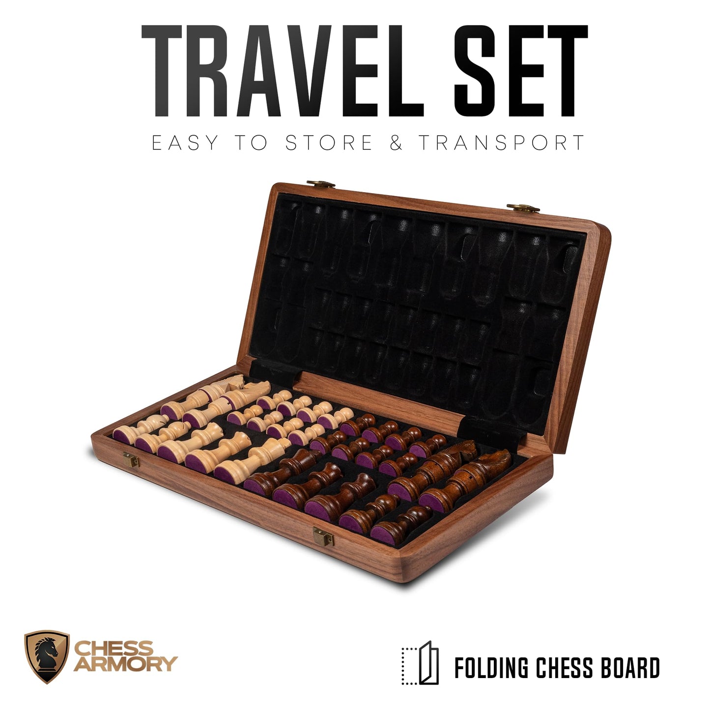 Chess protective coveringy enhanced Chess Set - Wooden Board Game with a Portable Wood Case and SeStorage for Pieces  Set for Kids and mature-themeds (Walnut Wood)