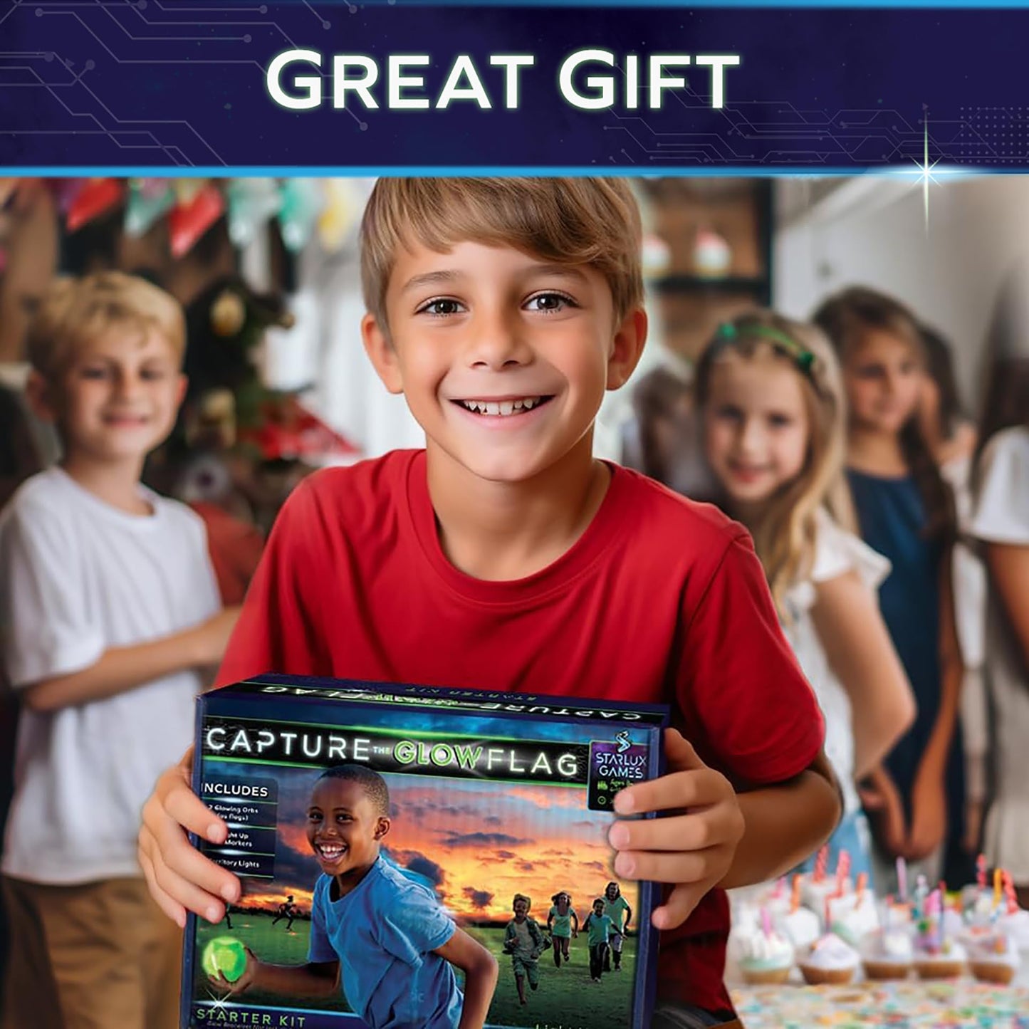 Starlux Games Glow in The Dark Capture The Flag Starter Set, Medium, Multicolor, Ages 8+, Outdoor Fun for Kids 8-12