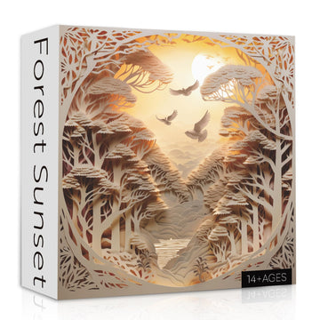 Forest Sunset Puzzles For Adults 1000 Pieces, Difficult Challenge Tree Of Life Jigsaw Puzzles, Autostereoscopy River Scene Paper