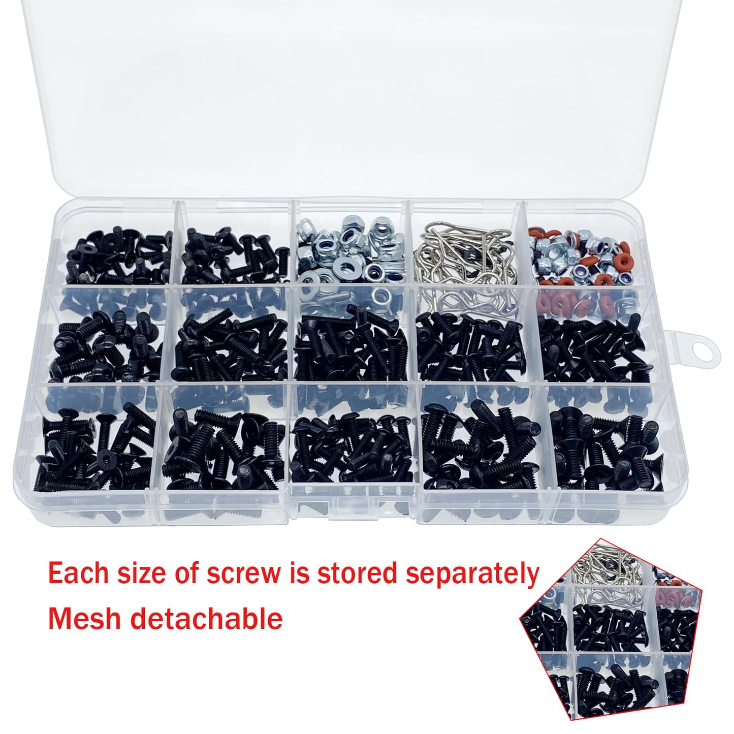 520pcs Universal RC Screw Kit Screws Assortment Set for Traxxas Arrma Redcat HPI Axial SCX10 Losi 1/8 1/10 1/12 1/16 Scale RC Ca