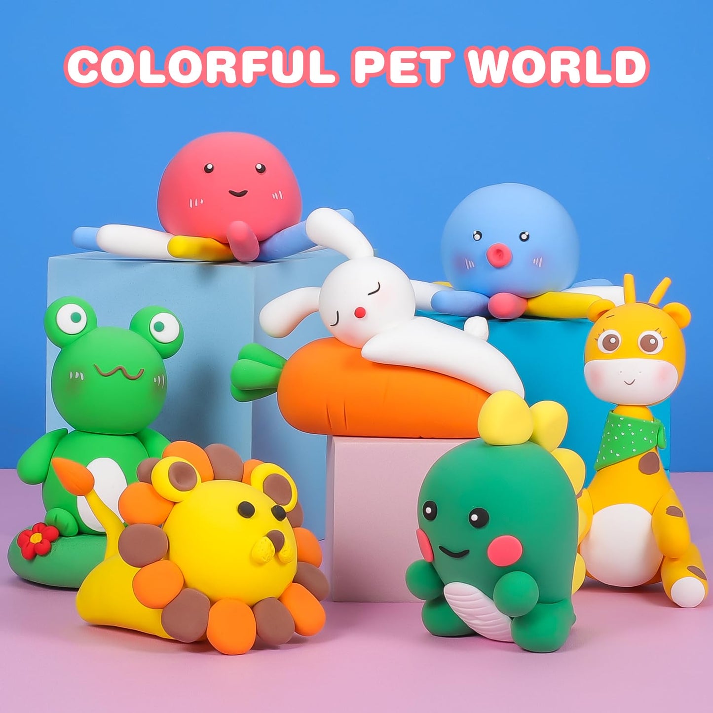 ifergoo Air Dry Clay for Kids - Animal Modeling Clay Kit, 6 Animal Designs with Sculpting Tools & Tutorials, Ultra Light & Soft,