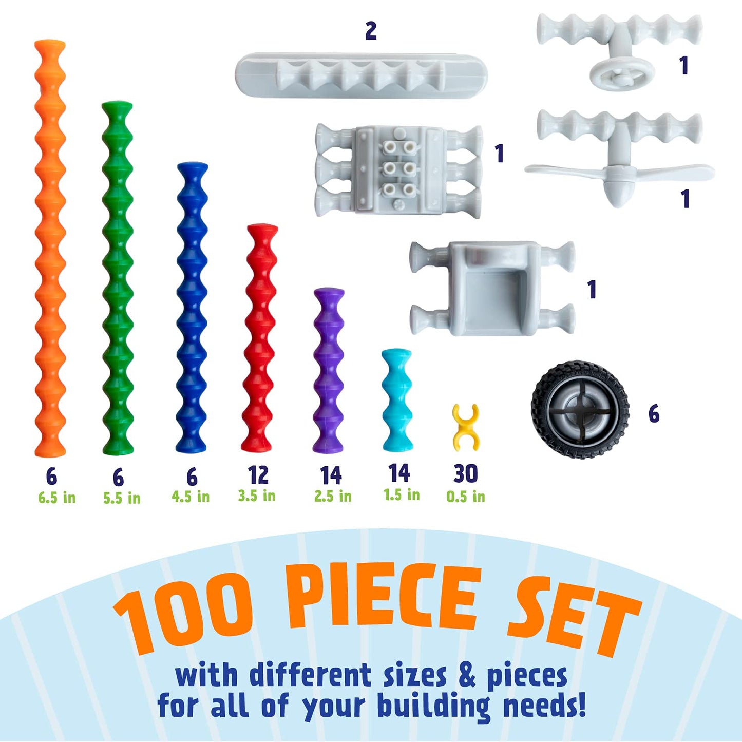 POPULAR PLAYTHINGS Clipstix, 100 Pieces, Multicolor Plastic, Model LL7244