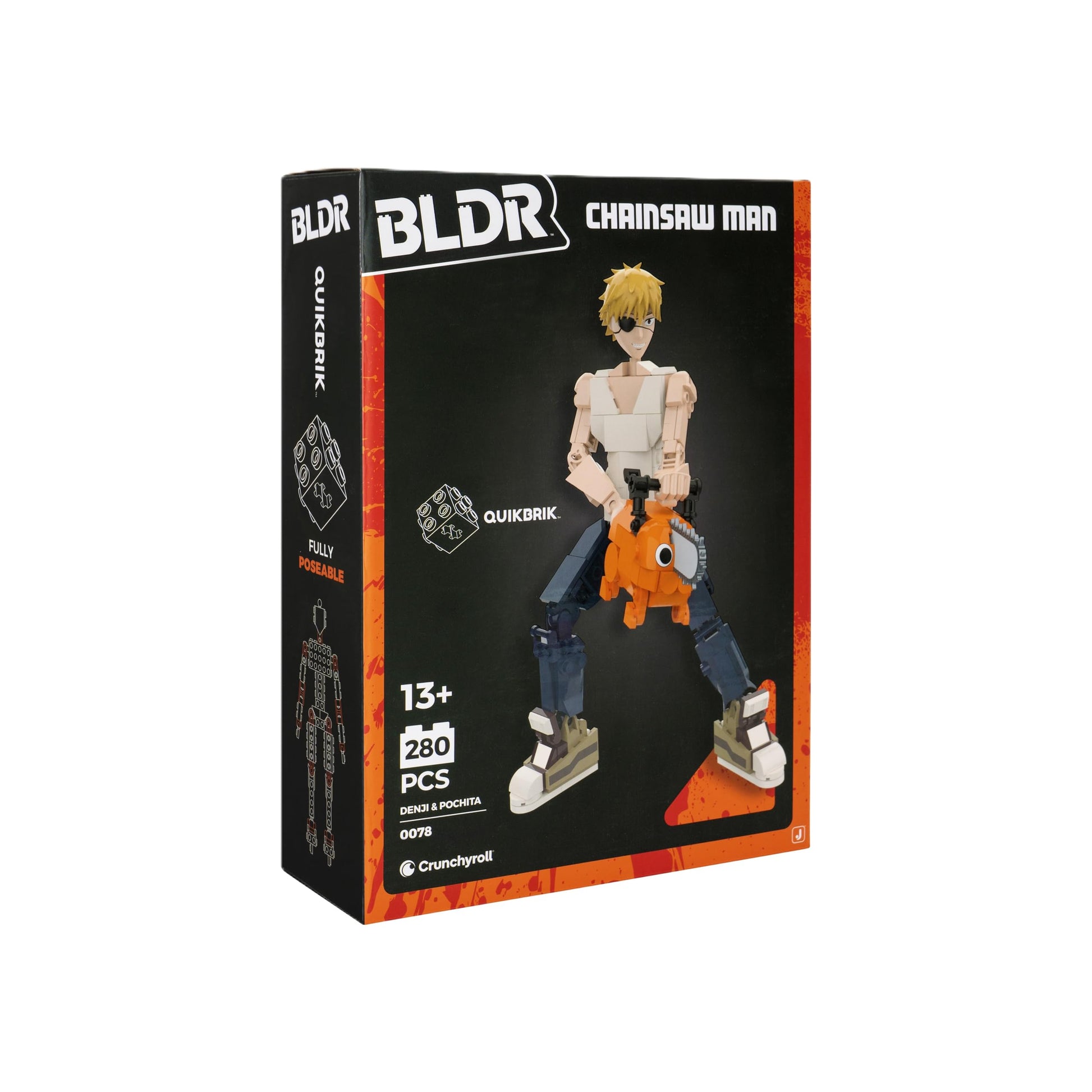 BLDR Chainsaw Man Denji and Pochita Building Set - 9.5-Inch and 2-Inch Buildable Articulated Action Figures  0078