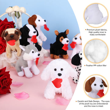 Sumind 8 Pieces Plush Dogs 5 Inch Stuffed Animals Bulk Assorted Cute Stuffed Dogs Small Animal Plush Toys For Girls Boys Graduation Valentine School Classroom Party Supplies Favors(Heart)