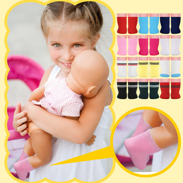 Honoson 16 Pairs Doll Socks For American 18 Inch Doll, Baby Doll Socks 18 Inch Doll Accessories Gifts For Holiday Birthday, Mult