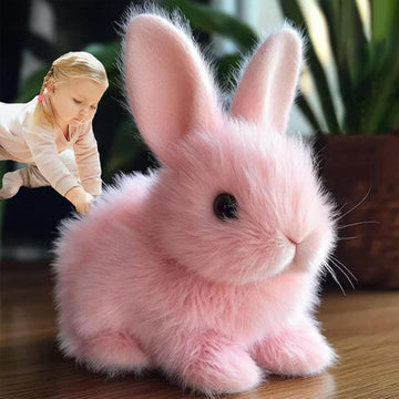 Noxozoqm Easter My Realistic Bunny Toy,Interactive Realistic Bunny - Jumping,Twitching And Shaking Ears (Pink)