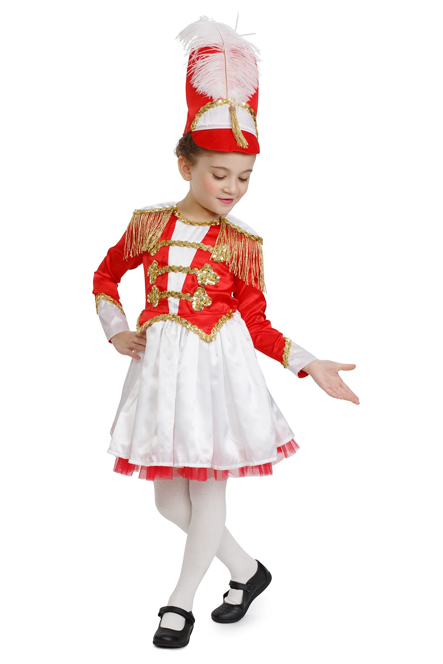 Dress Up America Drum Majorette Costume For Girls - Marching Band Uniform For Kids Red