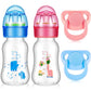 Jexine 4 Pieces Reborn Doll Accessories, Includes 2 Magnetic Pacifier And 2 Baby Doll Bottles Baby Alive Pacifier Feeding Bottle Gift For Baby Shower Birthday, Random Pattern, Pink And Blue (Cute)