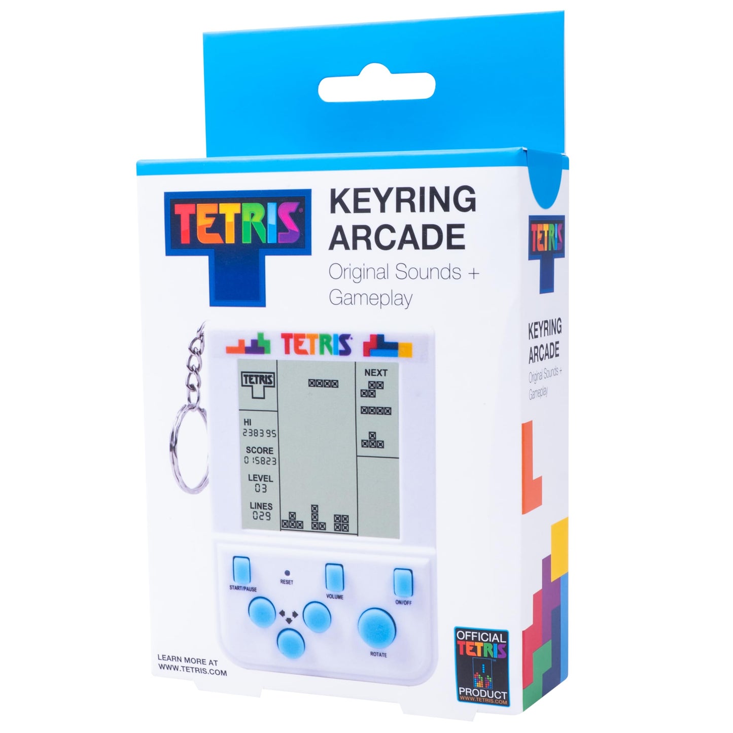 Tetris Keyring Handheld Arcade Game - Officially Licensed Mini Retro Console with LCD Screen, Sounds & 2 Game Modes - Portable C