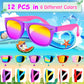 Kids Sunglasses Bulk, Kids Sunglasses Party Favor, 12 Pack Neon Party Sunglasses For Kids, Boys And Girls Age 3-8, Beach Pool Bi