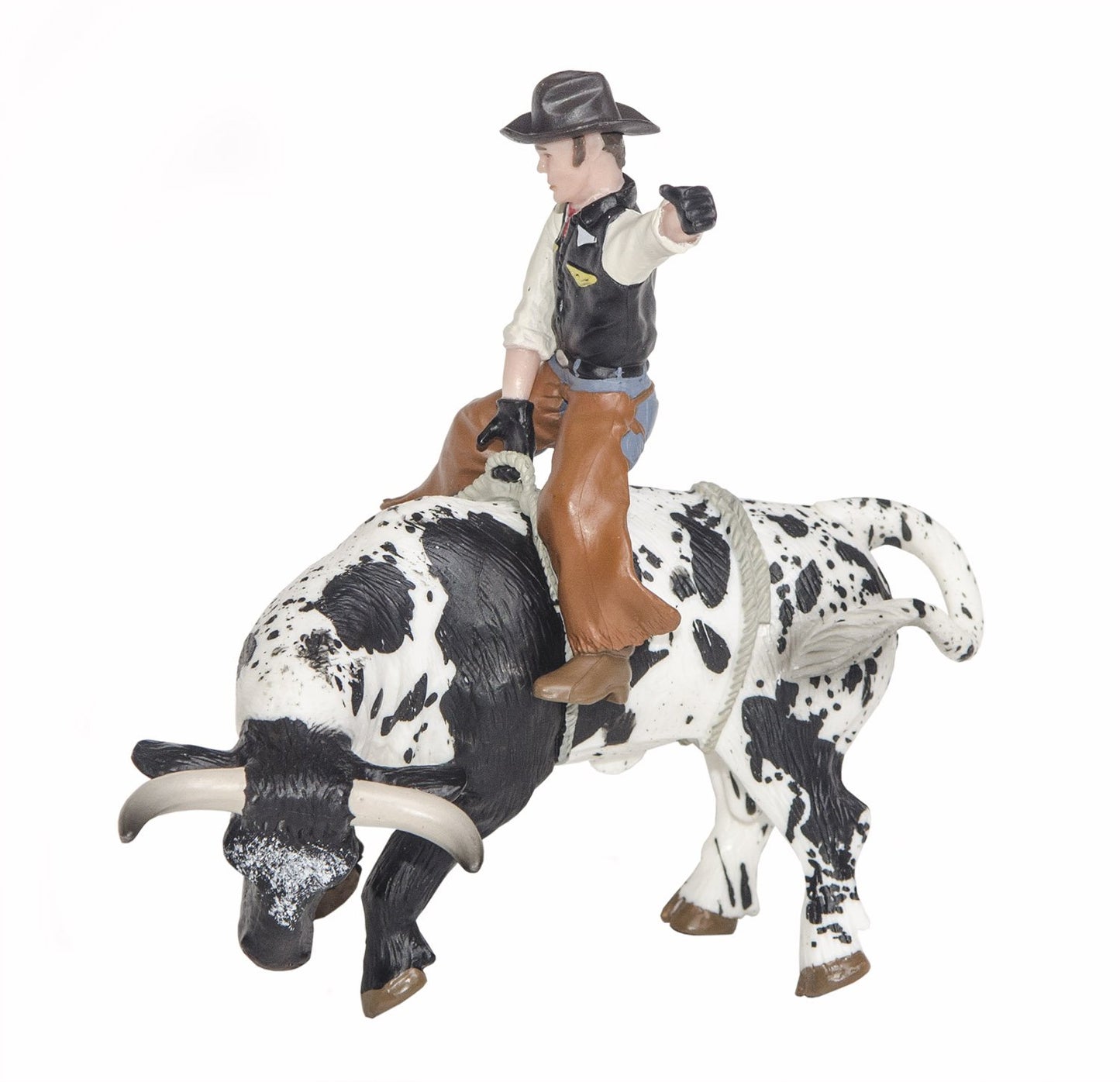 Little Buster Toys Bucking Bull And Rider 2 Pack - Brown Bull W/Rider And Black And White Bull W/Rider