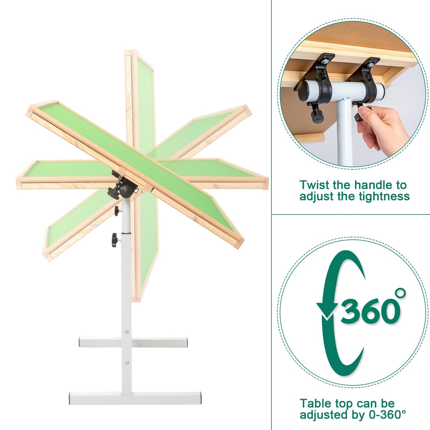 Fanwer Puzzle Table with Drawers, 1500 Piece Jigsaw Puzzle Table, Adjustable Height & Angle, 35x26in, Green Surface, Model TTCSC-zhuhe