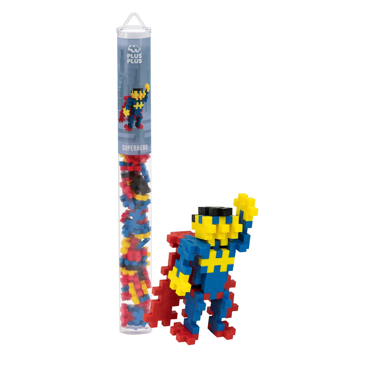 PLUS PLUS 3D Puzzle Building Block Set, 70 Pieces, Plastic, Blue/Red/Yellow/Black, Model 4127, Fun STEM Toys for Kids