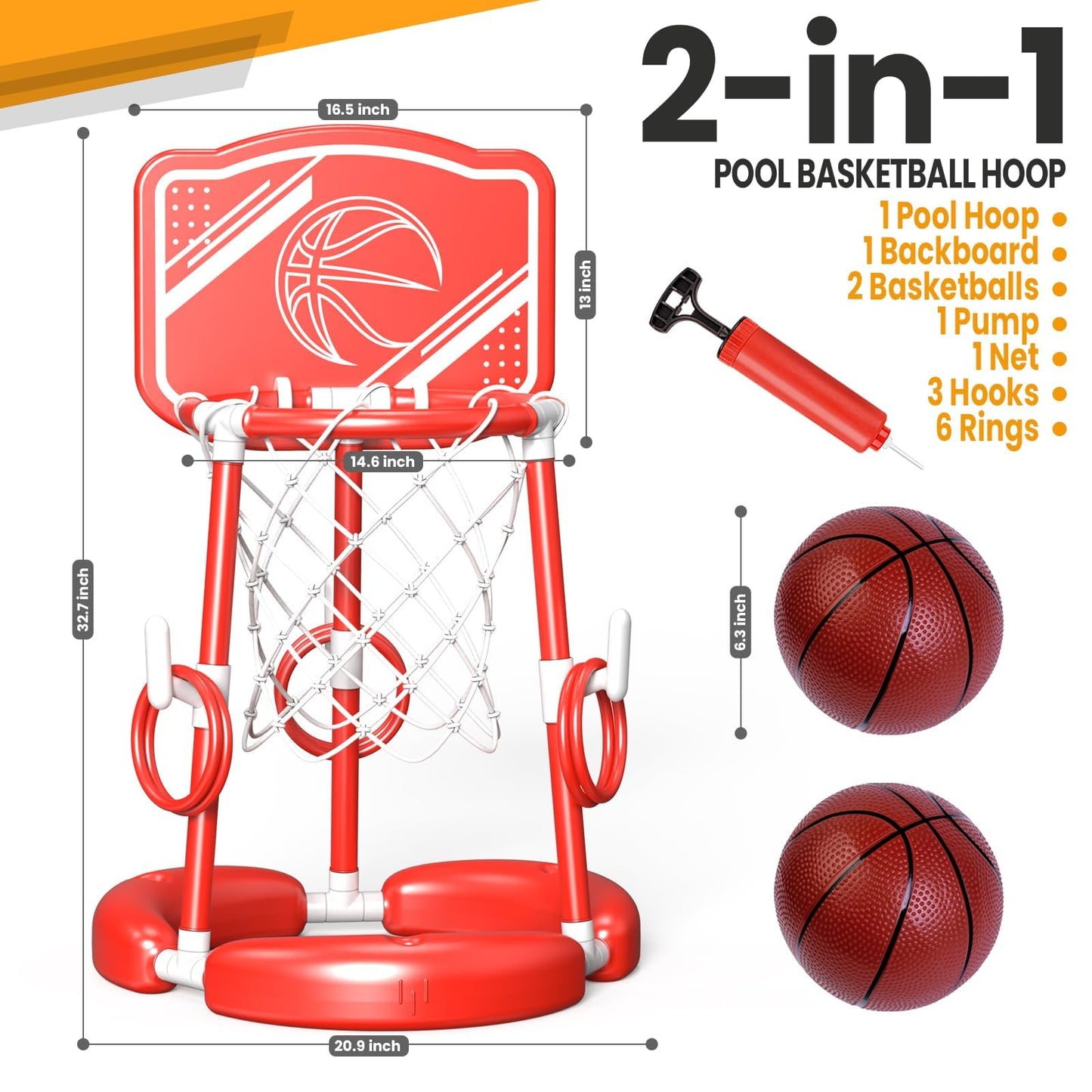 Aurotops Pool Basketball Hoop With Backboard Ring Toss Games For Kids And Adults,Floating Basketball Pool Toys,Swimming Pool Toy