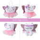 Free-Space Tooth Fairy Pillow With Pocket Ballet Doll For Girl Shiny Wings Crystal Velvet Tooth Fairy Keepsake Gifts (Pink)