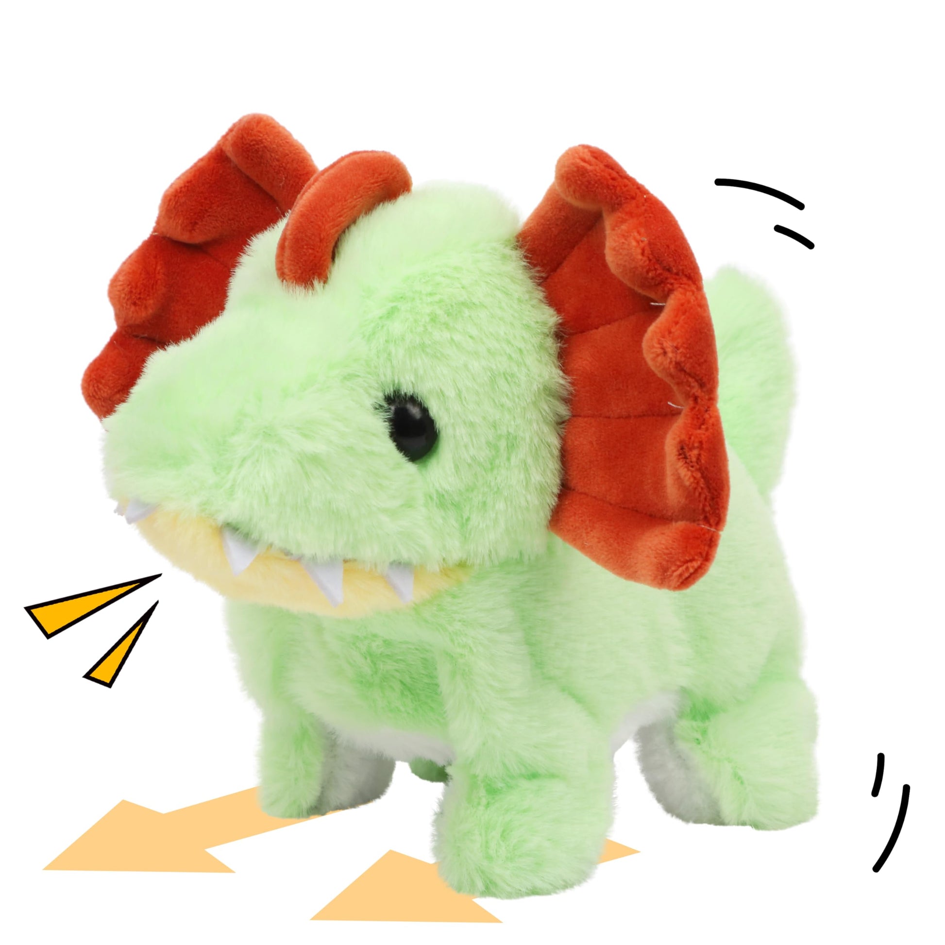Cuteoy Walking Green Dinosaur Stuffed Animal Talking Wagging Nodding Educational Plush Triceratop Toy Electric Interactive Animated Plushies For Girls Boys Birthday