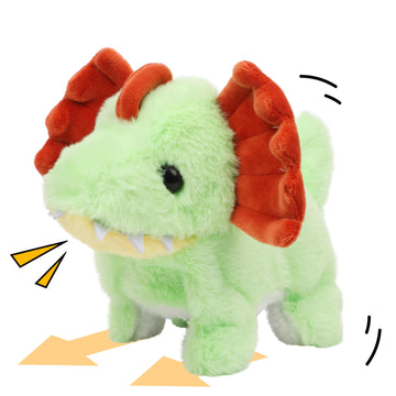 Cuteoy Walking Green Dinosaur Stuffed Animal Talking Wagging Nodding Educational Plush Triceratop Toy Electric Interactive Animated Plushies For Girls Boys Birthday