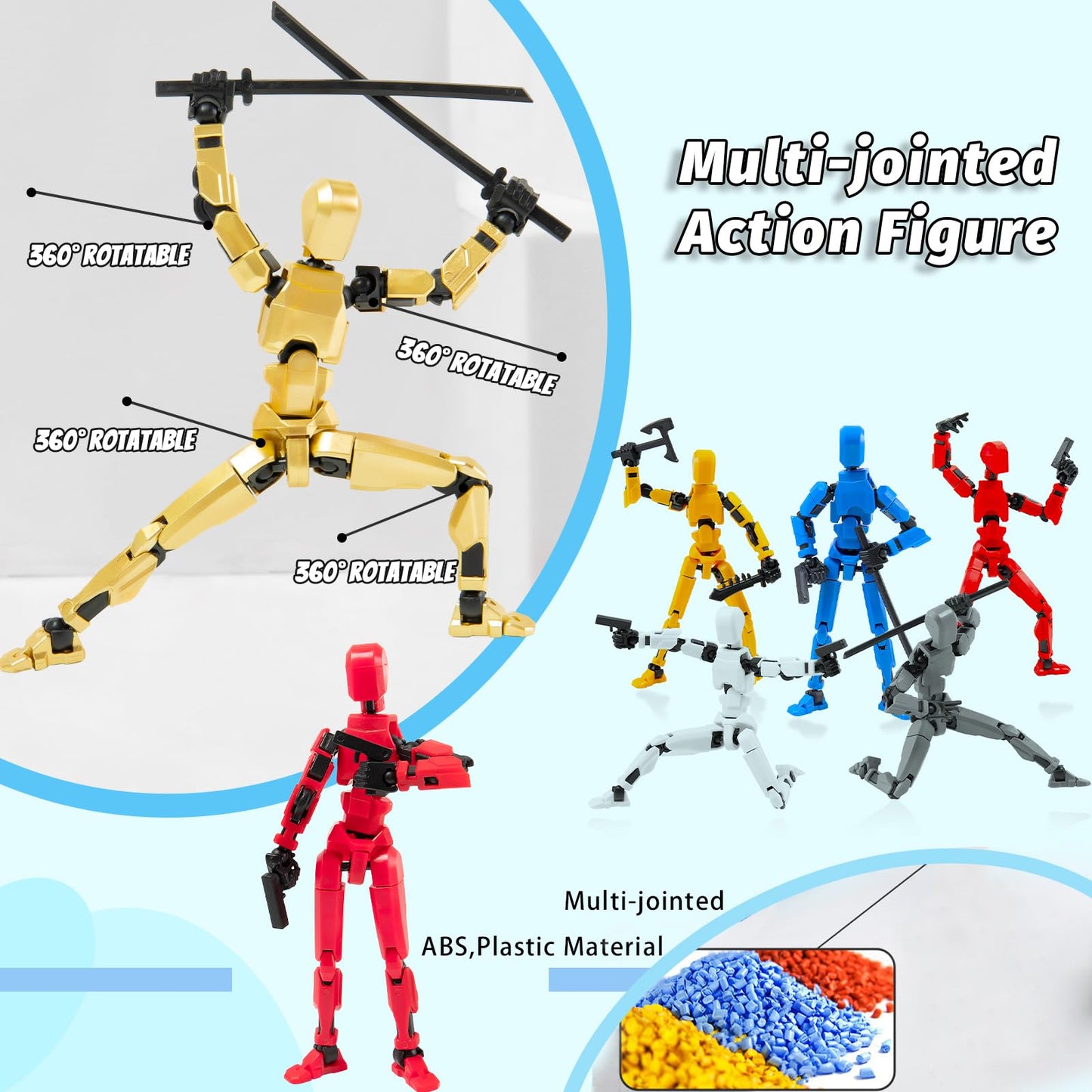4Pack Assembled Titan T13 Action Figures Set - Lucky Dummy Nova 13 Action Figure Robot Anime Stick Figures Fidget Toys For Boys