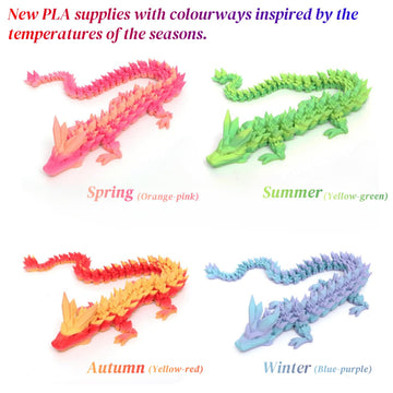 Mayical 4Pcs 12'' 3D Printed Dragons - 3D Printed Animals For Flexible Articulated Crystal Dragons, Perfect Children'S Day Gifts