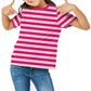 Halloween Kids Cheshire Cat Costume Pink Striped Shirt Girls Casual Summer Top 9-10 Years