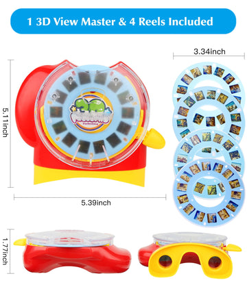 3D View Toy For Kids, Classic Discovery Animal Dinosaur Viewer Set Viewfinder With 4 Reels (Navy)