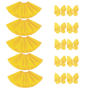 BGFKS Tutu Skirt for Girls,5 Pack Princess Party Favor Dress Skirt Set with hairclips for 2-8 Years.Yellow
