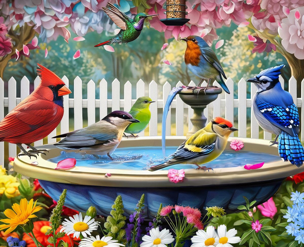 Springbok Birds of Spring 500 Piece Puzzle for mature-themeds - Features North American Wildbirds