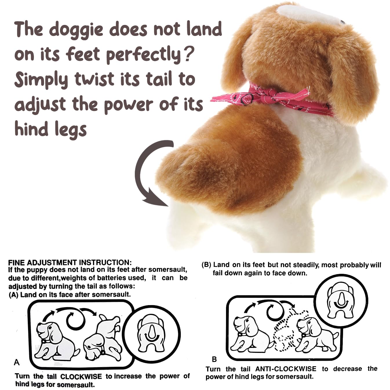 Powertrc Cute Somersault Little Puppy | Barks, Sits, Walk, And Flips | Pet Toy Dog