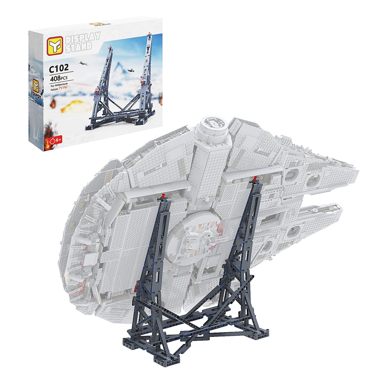 Millennium Falcon Vertical Display Bracket For Lego 75192 Starship Model, Sturdy Stand Building Kit, Best Gift And Movie Collectible For Adults(408 Pcs)
