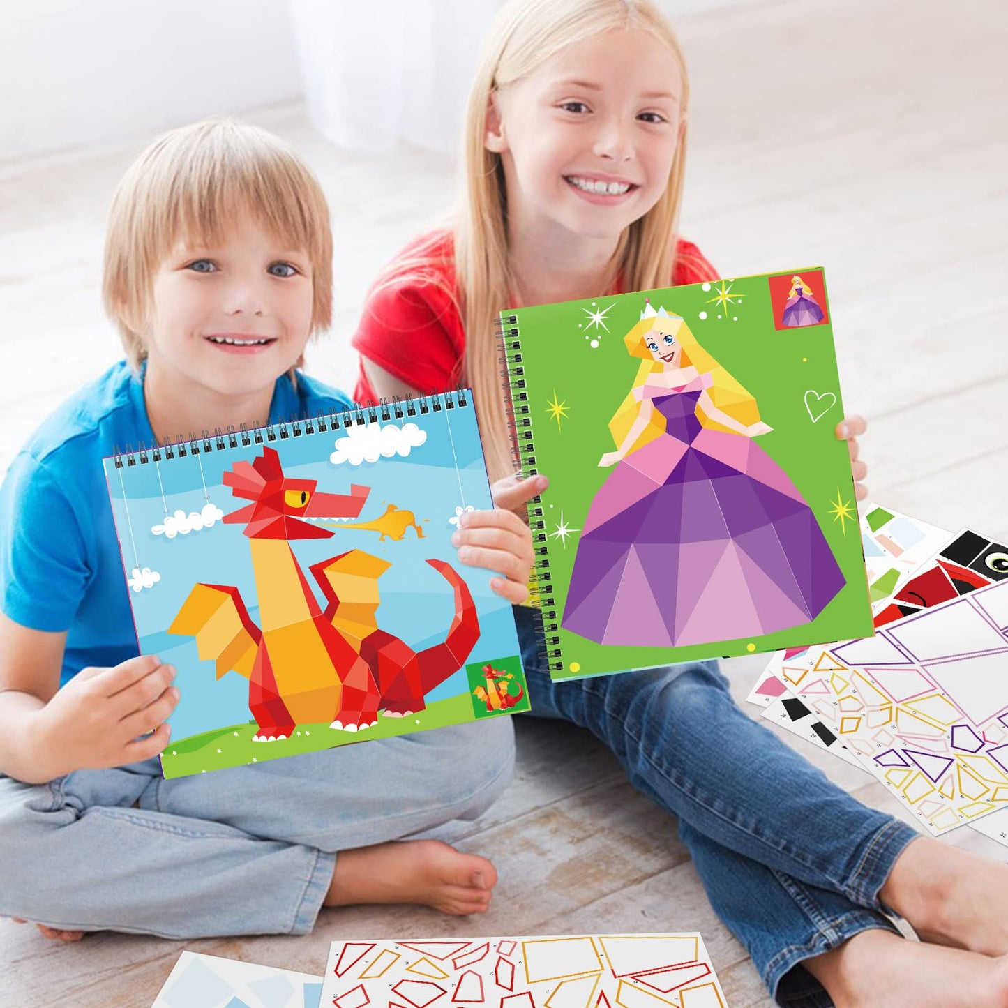 Tbeej 2Pcs Crafts For Kids Ages 4-8 Sticker Paint Books Includes Unicorn Queen Insect Witch Monster And More Designs Gift Party