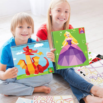Tbeej 2Pcs Crafts For Kids Ages 4-8 Sticker Paint Books Includes Unicorn Queen Insect Witch Monster And More Designs Gift Party